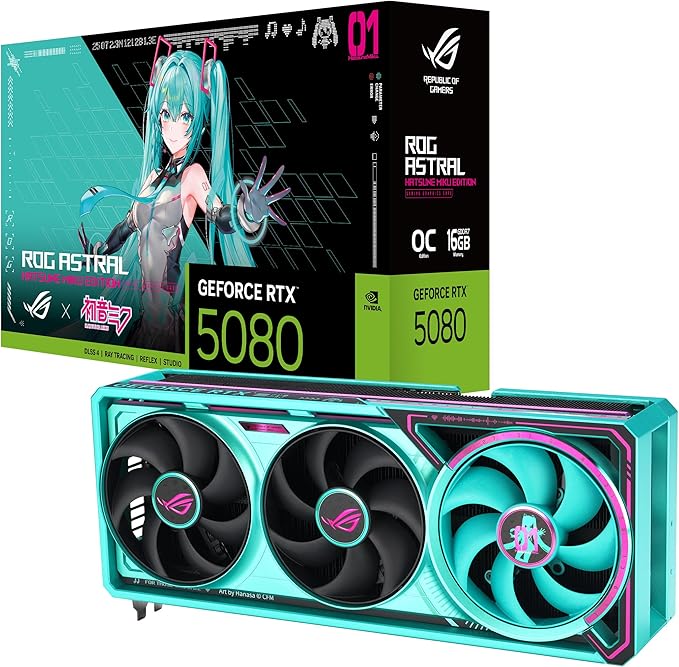 ASUS RTX 5080 ROG ASTRAL OC Hatsune Miku Edition (ROG-ASTRAL-RTX5080-O16G-MIKU-W)