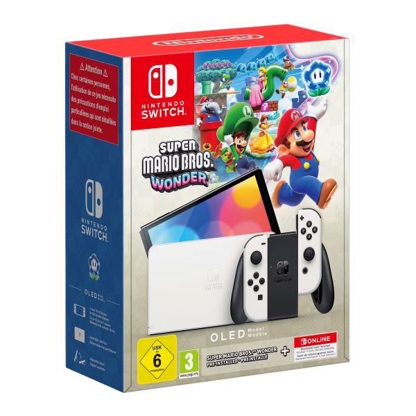 Bundle: OLED White w/Super Mario Bros. Wonder & Switch Online 12-Month