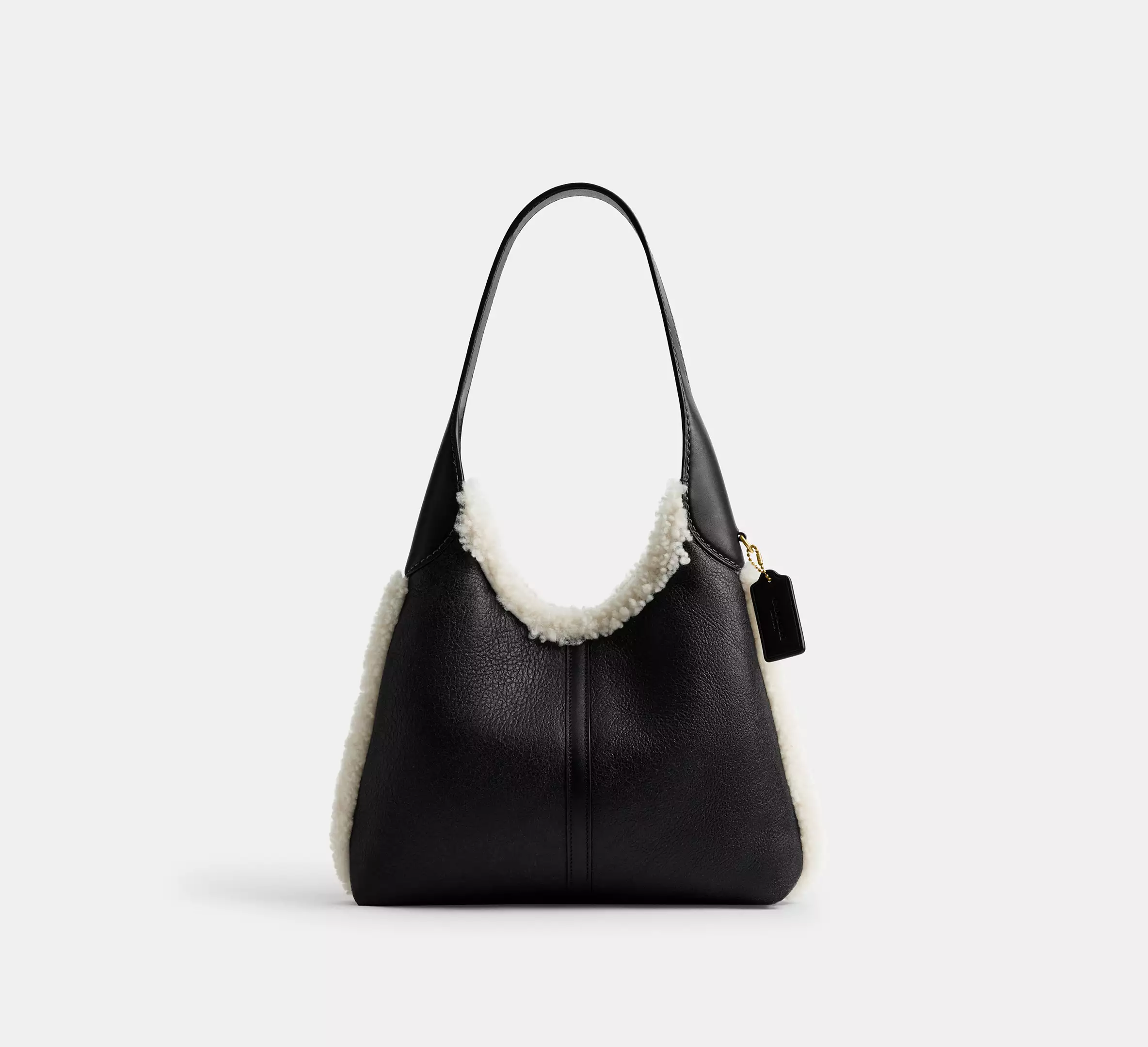 Brooklyn Shoulder Bag 28 - Shearling/Brass/Black Natural